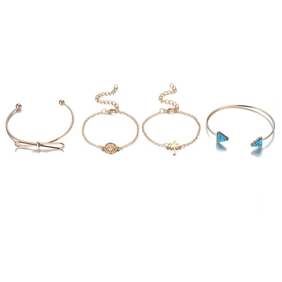 **AMBROSIA* 4-Pc Gold Turquoise Bow Bracelet Set - Picture 4 of 5